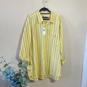 Polo Ralph Lauren Yellow Striped Button Down Shirt 3XB Big Fit NWT Preppy Summer
